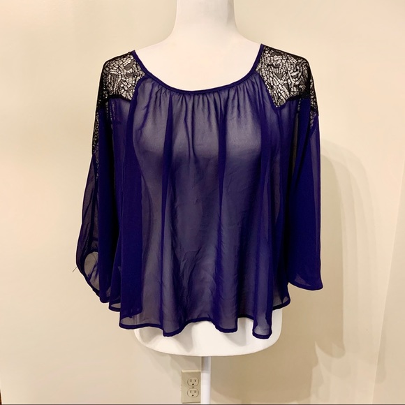 Lush Tops - Lush sheer purple top with 3/4 dolman sleeves